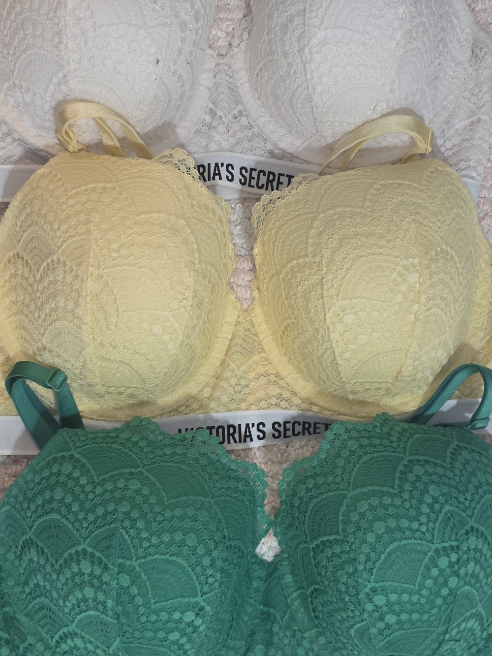 Victoria's Secret Lace Push-Up Bras in Yellow and Green